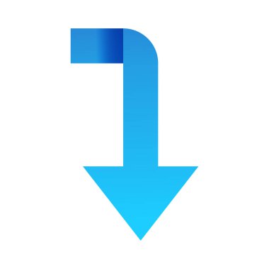 Aşağıya bakan mavi ok simgesi.