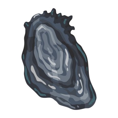 İstiridye. Deniz kabuğu, çizgi film ikonu. Okyanus egzotik sualtı lavabosu deniz kabuğu yumuşakçaları. Tropik deniz kabukları. Vektör çizgi film illüstrasyonu.