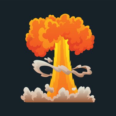 Patlama animasyonu. Patlama etkisi için animasyon. Oyun için çizgi film animasyonu. Patlama etkisi. El çizimi vektör illüstrasyonu.