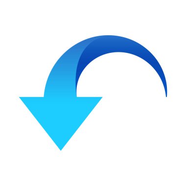 Aşağıya bakan mavi ok simgesi.