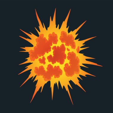 Patlama animasyonu. Patlama etkisi için animasyon. Oyun için çizgi film animasyonu. Patlama etkisi. El çizimi vektör illüstrasyonu.