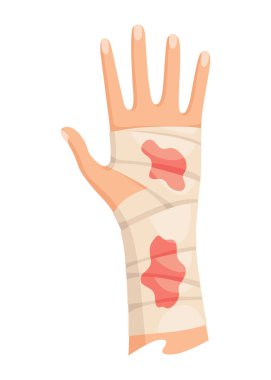 Eller yaralı cilt ve bandaj prosedürleri. Yara için ilk yardım. İlaç tedavisi ya da tedavi. İnsan el travması için ilk acil yardım..