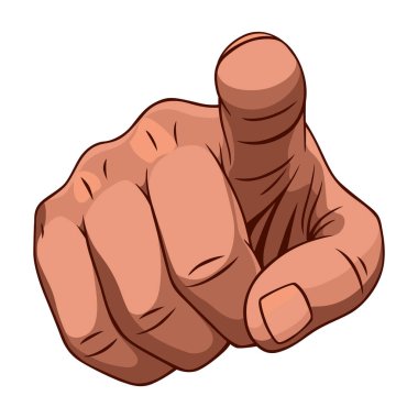 Çizgi romanlar izleyiciyi gösteriyor. Sam Amca pop sanat tarzında el ele verdi. İş konsepti çizimi. İşaret parmağı göster. Eski moda eski tasarım insan kolu.