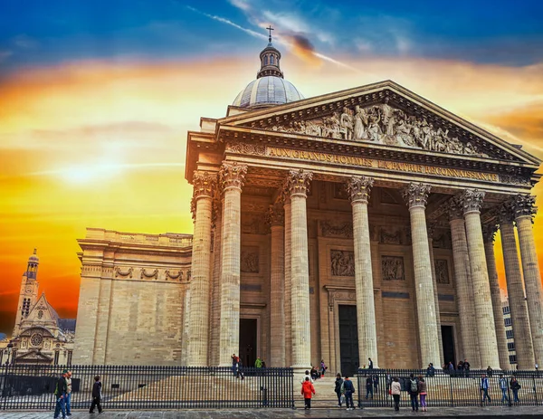 Pantheon Templom Párizsban Naplementekor — Stock Fotó