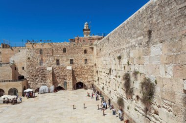 Western wall in the old town of Jerusalem clipart