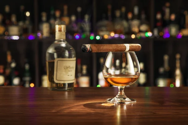 Logos Trademarks Self Made Labels Close View Cigar Bottle Whiskey — Stock Photo, Image