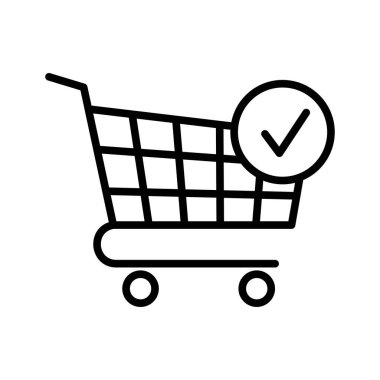 Alışveriş arabası ve işaret simgesi. Tramvay. Piktogram beyaz arka planda izole edildi. Vektör illüstrasyonu.