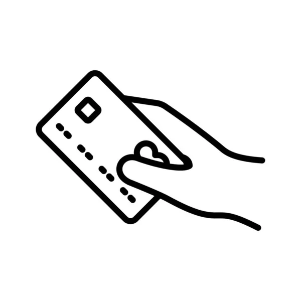 Kreditkartenzahlung Kreditkarte Der Hand Piktogramm Isoliert Auf Weißem Hintergrund Vektorillustration — Stockvektor