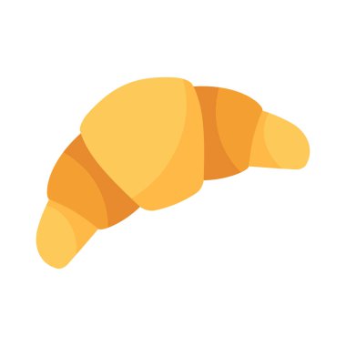 Kruvasan pastane yemek ikonu. Düz stil. Beyaz arkaplanda izole edilmiş vektör illüstrasyonu.