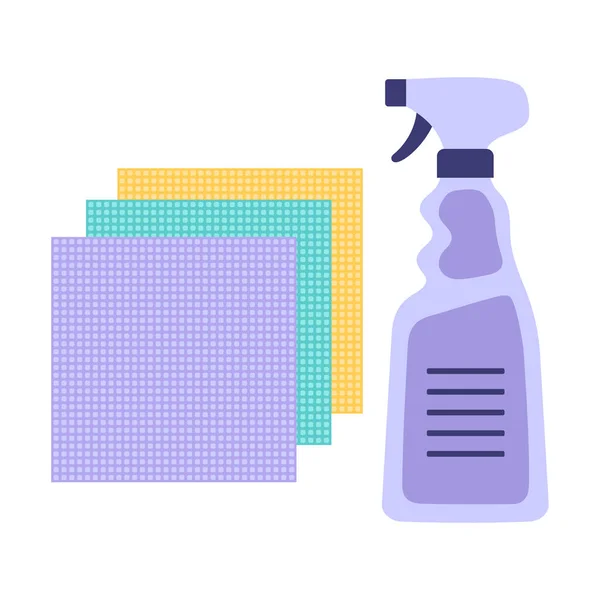 Detergents Spray Bottle Cloth Icon Vector Illustration Household Equipment Tool — Stock Vector