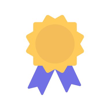 Onaylanmış ya da sertifikalı madalya ikonu. Kurdeleli kazanan madalya. Kaliteli kalite, kalite garantisi sembolü.