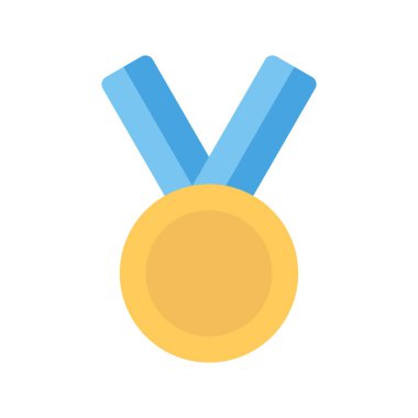 Altın madalya ikonu. Ödül. Düz stil. Beyaz arkaplanda izole edilmiş vektör illüstrasyonu.