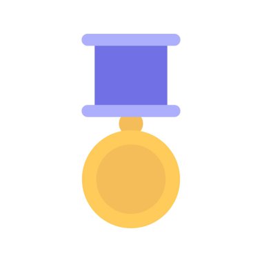 Altın madalya ikonu. Ödül. Düz stil. Beyaz arkaplanda izole edilmiş vektör illüstrasyonu.