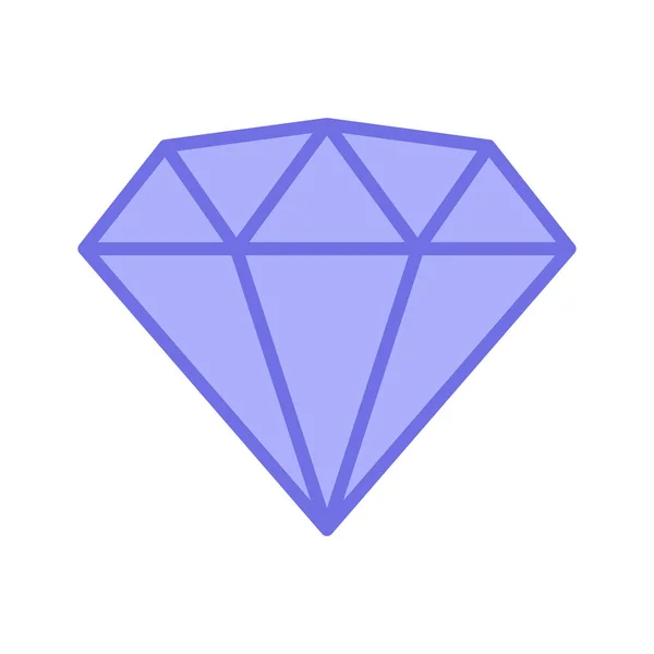 Diamant Icoon Juweeltje Vlakke Stijl Vector Illustratie Geïsoleerd Witte Achtergrond — Stockvector
