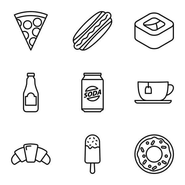 Fast Food Related Icon Set Street Food Pictogram Isolated White — Stock Vector