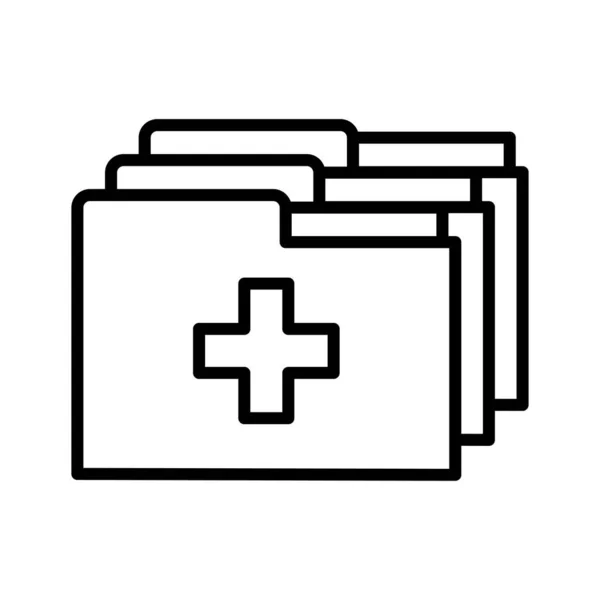 Εικονίδιο Φακέλου Ιατρικού Αρχείου Ιστορικό Ασθενειών Ασθενών Εικονόγραμμα Απομονωμένο Λευκό — Διανυσματικό Αρχείο