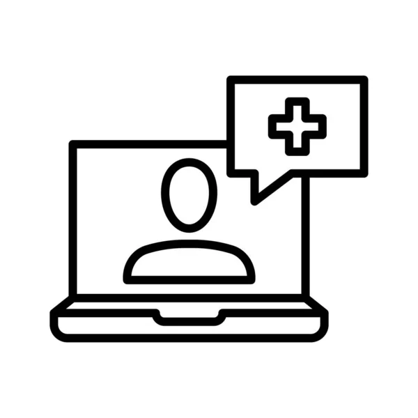 Online Ιατρική Γνωμάτευση Διαδικτυακός Γιατρός Στο Λάπτοπ Συμβουλεύεται Τον Ασθενή — Διανυσματικό Αρχείο