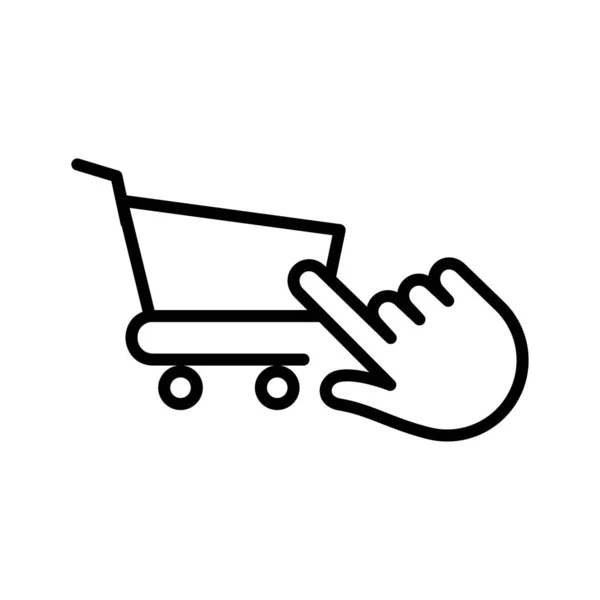 Значок Корзине Прикосновением Руки Значок Корзины Магазина Интернет Магазин Купить — стоковый вектор