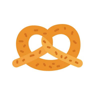 Simit ikonu. Yumuşak kraker düğümlü ekmek. Geleneksel Oktoberfest atıştırması. Vektör illüstrasyonu