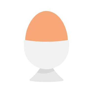 Kahvaltılık yemek ikonu. Yumurta tutacağında yumurta kabuğunda rafadan yumurta. Beyaz arkaplanda izole edilmiş vektör illüstrasyonu.