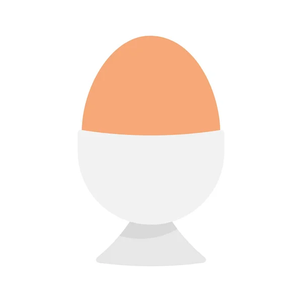 朝食のアイコン 卵入れに卵殻でゆで卵 白い背景に隔離されたベクトル図 — ストックベクタ