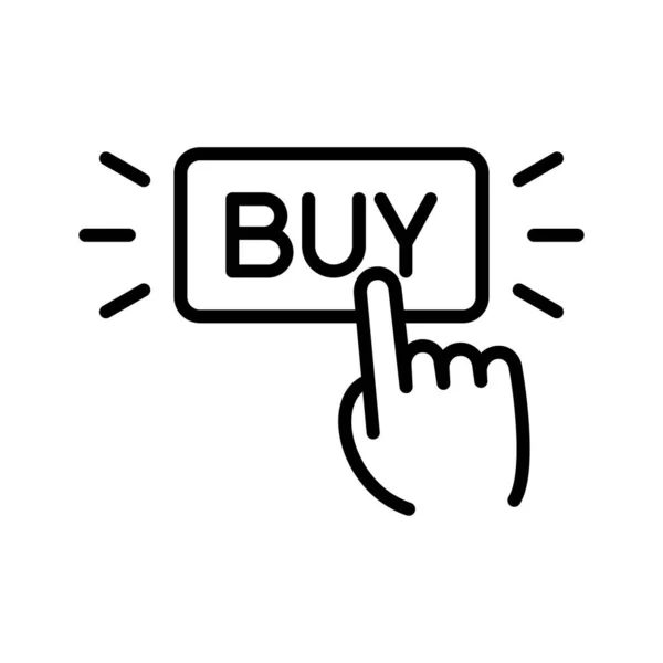 Hand Click Buy Button Icon Click Buy Pictogram Isolated White — Stock Vector