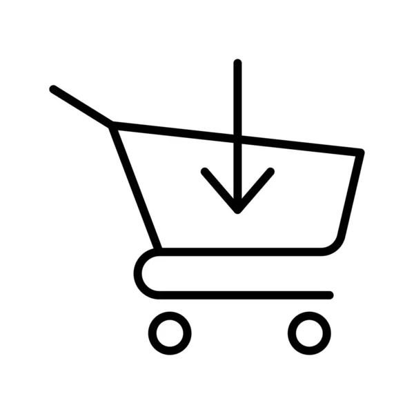 Add Shopping Cart Icon Trolley Arrow Pictogram Isolated White Background — Stock Vector