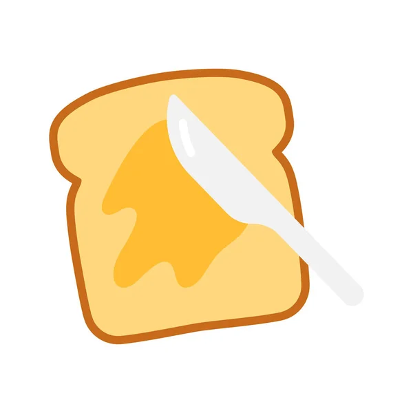 Faca Espalhando Manteiga Margarina Fatias Pão Torrado Manteiga Torradas Ilustração — Vetor de Stock