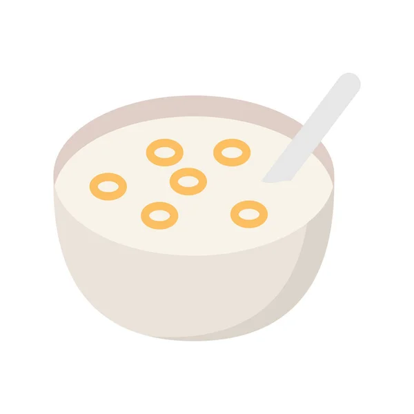 一碗圈麦片或一小杯牛奶 健康和健康的早餐 矢量说明 — 图库矢量图片