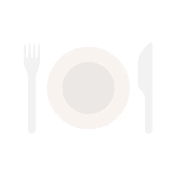 Üres Tányér Késsel Villával Élelmiszer Felszerelés Éttermi Felszerelés Vektor Illusztráció — Stock Vector