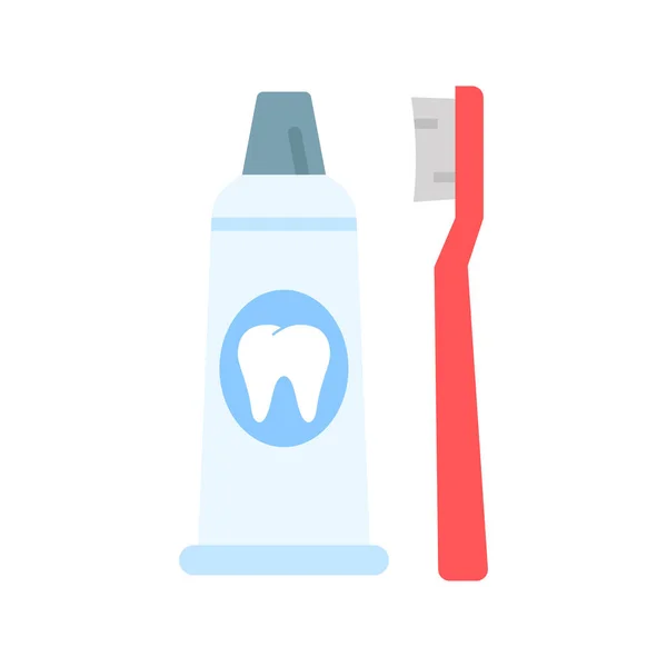 Tandborste Och Tandkrämstub Tandrengöring Oral Hygien Tandvård Vektor Illustration Isolerad — Stock vektor