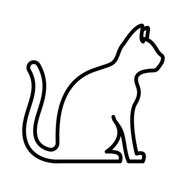 Ikona Obrysu Kočky Piktogram Izolovaný Bílém Pozadí Vektorová Ilustrace — Stockový vektor