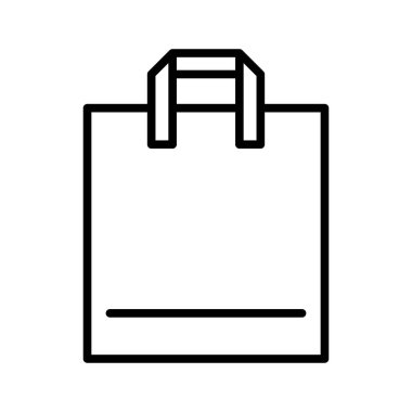 Alışveriş poşeti ikonu. Kese kağıdı. Piktogram beyaz arka planda izole edildi. Vektör illüstrasyonu.