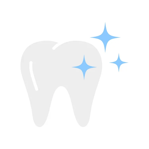 Блискучий Здоровий Зуб Здоровий Зуб Сяючим Ефектом Концепція Відбілювання Зубів — стоковий вектор