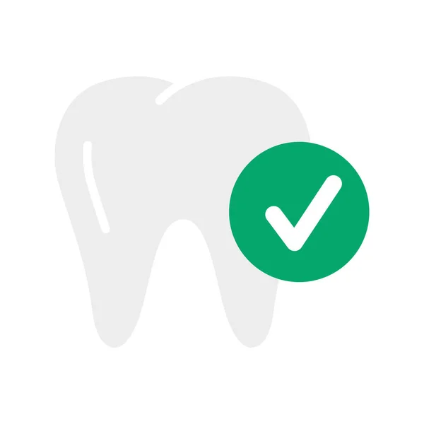 Зуб Позначкою Галочки Стоматологічний Огляд Сильні Зуби Гігієна Ротової Порожнини — стоковий вектор
