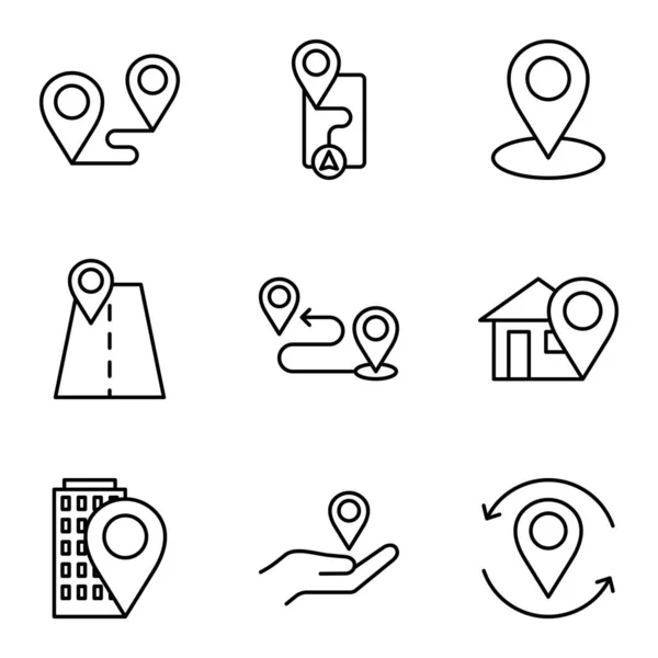 Location Icons Set Navigation Route Map Pointer Location Symbols Vector — Stock Vector