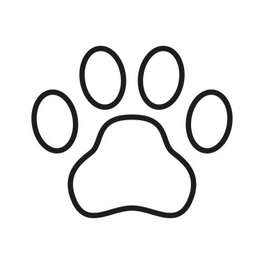 Köpek ya da kedi pençe izi ikonu. Piktogram beyaz arka planda izole edildi. Vektör illüstrasyonu.
