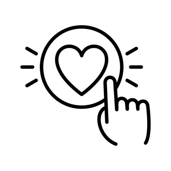 Fingerknackning Hjärtat Hand Pekare Klicka Kärlek Symbol Donation Till Välgörenhet — Stock vektor