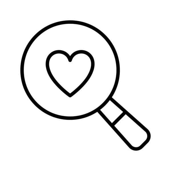 Hjärtsökningsikon Hjärta Förstoringsglas Kärlekssökning Alla Hjärtans Dag Vektorillustration — Stock vektor