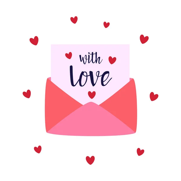 Ευχετήρια Κάρτα Φάκελο Καρδιές Και Γράμματα Αγάπη Διανυσματική Απεικόνιση Μπορεί — Διανυσματικό Αρχείο