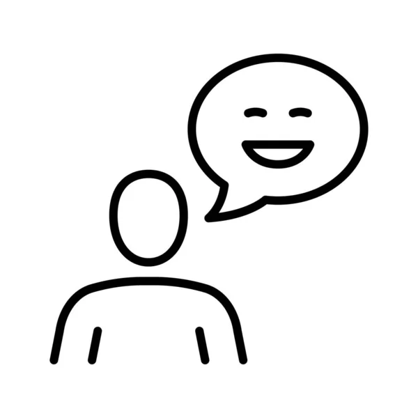 面带笑容的人有说话的泡沫 积极的反馈评级标志 有满意度的反馈 在白色背景上孤立的象形文字 — 图库矢量图片