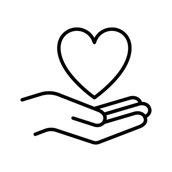 愛のシンボルを与える手 手の心臓の形を保持 チャリティーと寄付のシンボル 白い背景に孤立したピクトグラム — ストックベクタ