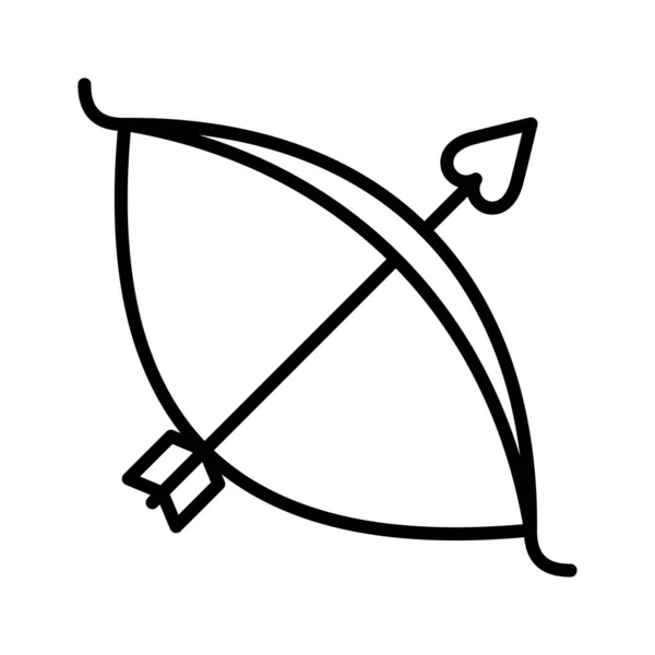 キューピッド弓と心臓の矢印 白い背景に孤立したピクトグラム ベクターイラスト — ストックベクタ