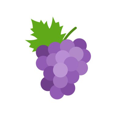 Üzüm ikonu. Saplı ve yapraklı mor üzümler..