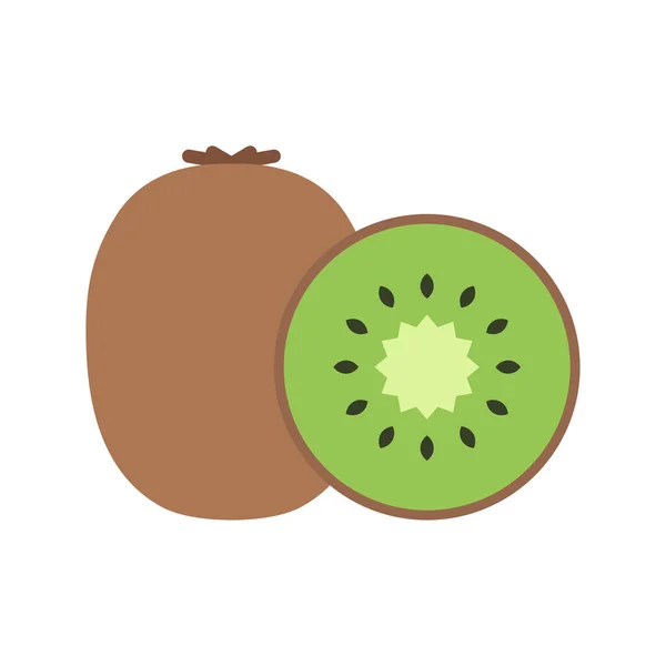 Kiwi Ganze Früchte Und Die Hälfte Vektorillustration — Stockvektor