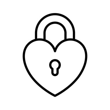 Kalp kilidi ikonu. Sevgililer günün kutlu olsun. Kalp kilidi şeklinde bir aşk sembolü. Beyaz arkaplanda piktogram izole edildi.
