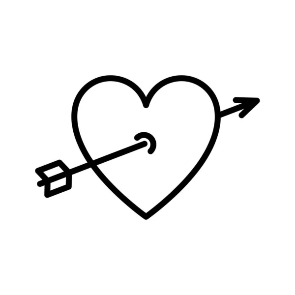 Corazón Con Icono Flecha Feliz Día San Valentín Dardo Cupido — Vector de stock
