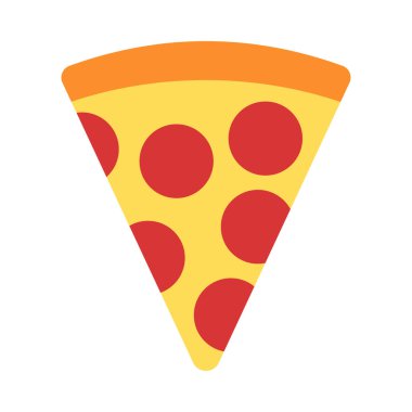 Bir dilim biberli pizza. İtalyan geleneksel yemekleri. Vektör illüstrasyonu beyaz arkaplanda izole edildi.