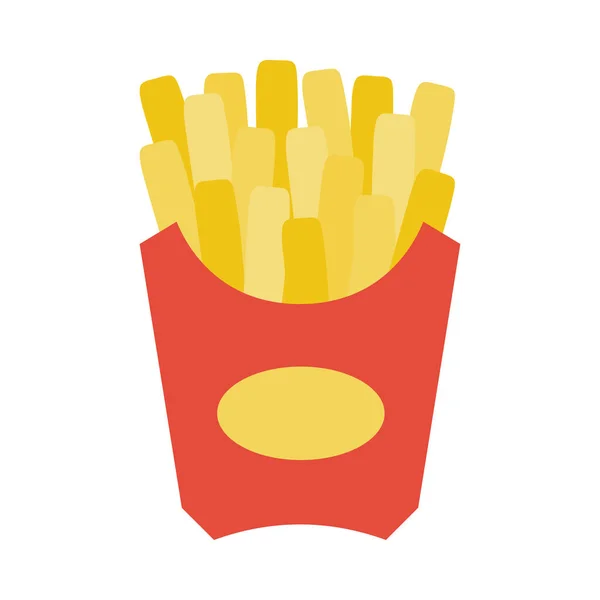 Pommes Einer Roten Pappschachtel Fast Food Vektor Illustration Isoliert Auf — Stockvektor