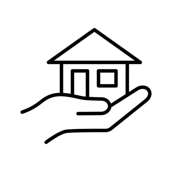 Kézen Fogva Tartja Ház Ikonját Jelzálog Szimbólum Megfizethető Lakás Fehér — Stock Vector